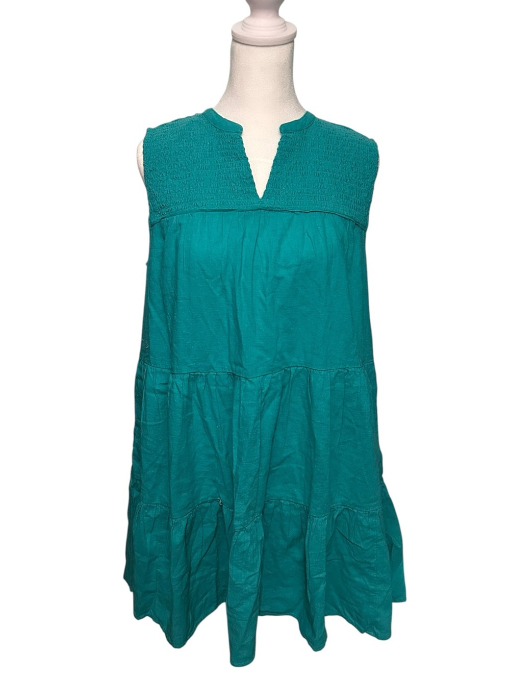 Crown & Ivy Turquoise Tiered Sleeveless Dress Petite Small NWT